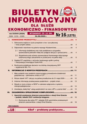 biznesowe, branżowe, gospodarka: Biuletyn Informacyjny dla Służb Ekonomiczno-Finansowych – e-wydania – 16/2026