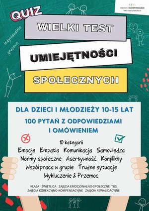 Wielki Test Umiejętności Społecznych dla dzieci i młodzieży 10-15 lat e-book. Pomoc edukacyjna do druku – ebook