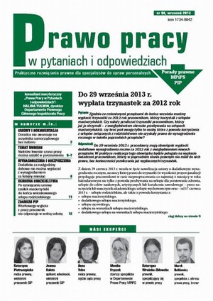 Prawo pracy w pytaniach i odpowiedziach wrzesień 2013 – ebook