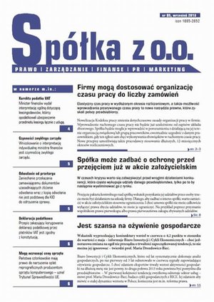 Sp&oacute;ła z o.o. Prawo zarządzanie finanse PR marekting wrzesień 2013 nr 95 &ndash; ebook