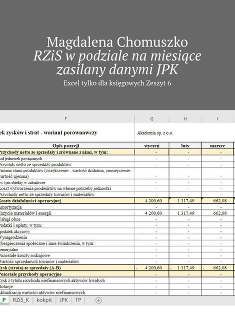 ebooki: RZiS w&nbsp;podziale na&nbsp;miesiące zasilany danymi&nbsp;JPK &ndash; ebook
