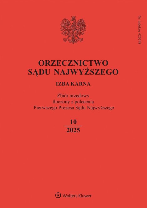 ebooki: Orzecznictwo Sądu Najwyższego. Izba Karna - Nr 10/2025 &ndash; ebook