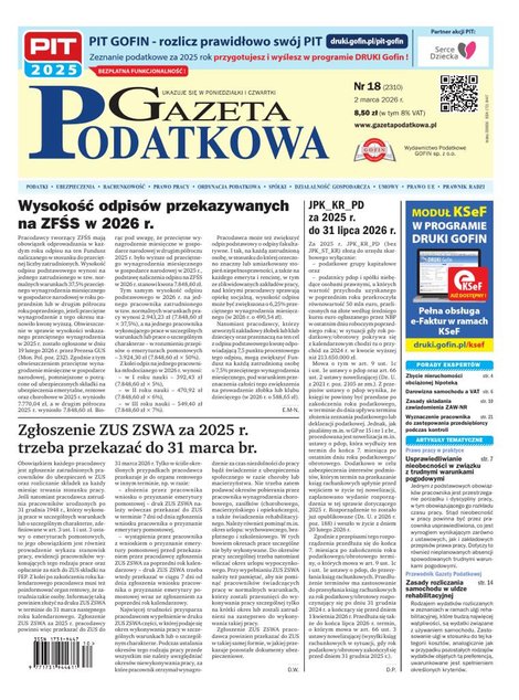 e-prasa: Gazeta Podatkowa &ndash; e-wydanie &ndash; 18/2026