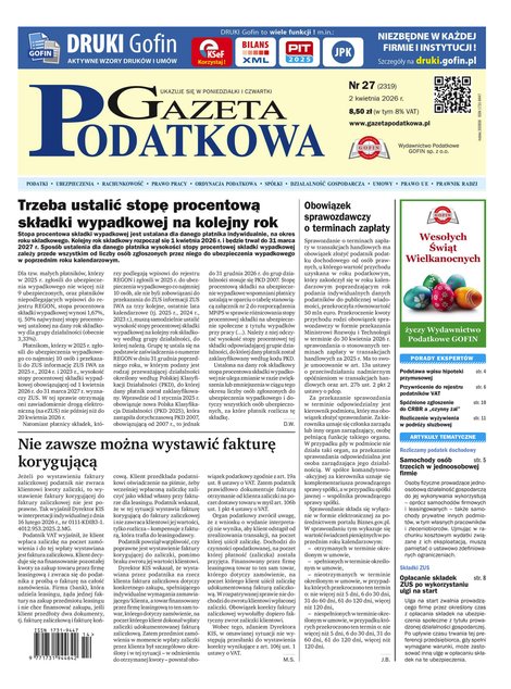 e-prasa: Gazeta Podatkowa &ndash; e-wydanie &ndash; 27/2026
