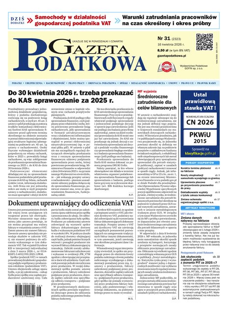 e-prasa: Gazeta Podatkowa &ndash; e-wydanie &ndash; 31/2026