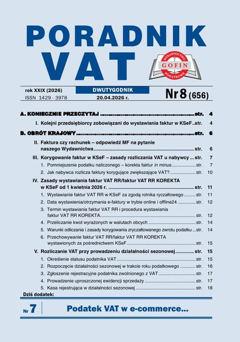 e-prasa: Poradnik VAT &ndash; e-wydania &ndash; 8/2026
