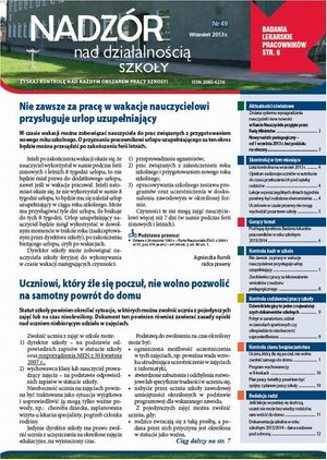 Nadzór nad działalności szkoły wrzesień 2013 r. nr 49 – ebook