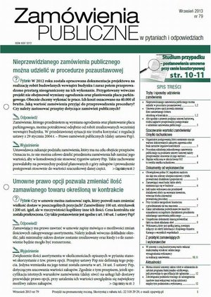 Zamówienia publiczne w pytaniach i odpowiedziach wrzesień 2013 nr 79 – ebook