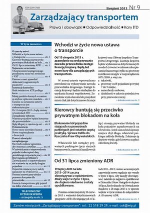 Zarządzający transportem Sierpień 2013 nr 9 – ebook