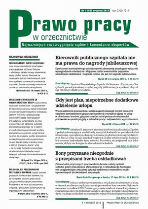 Prawo pracy w orzecznictwie wrzesień 2013 nr 1 (83) – ebook