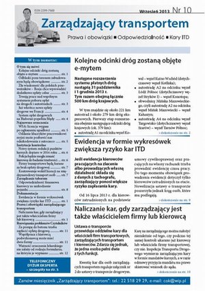 Zarządzający transportem Wrzesień 2013 nr 10 – ebook