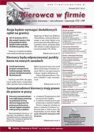 Kierowca w firmie wrzesień 2013 nr 61 – ebook