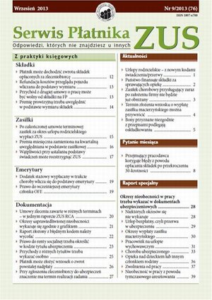 Serwis Płatnika ZUS Nr 9/2013 (76) – ebook