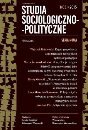 Studia Socjologiczno-Polityczne 2015/1 (03) Seria nowa. Wybory w Europie i wybory w czasach kryzysu gospodarczego – ebook