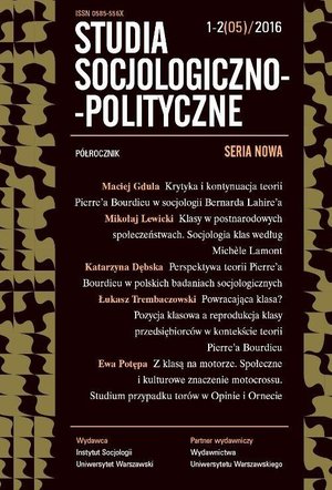 Studia Socjologiczno-Polityczne 2016/1-2 (05) Seria Nowa. Analiza klas po Bordieu – ebook
