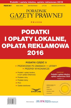 PODATKI 2016/7 Podatki i opłaty lokalne, opłata reklamowa 2016 – ebook