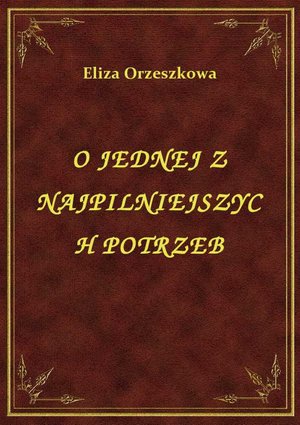 O Jednej Z Najpilniejszych Potrzeb – ebook