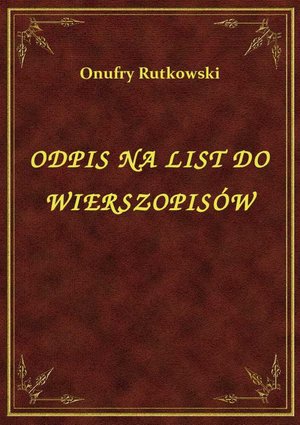 Odpis Na List Do Wierszopisów – ebook