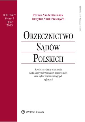 Orzecznictwo Sądów Polskich – e-wydanie – 4/2025