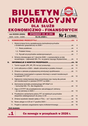 Biuletyn Informacyjny dla Służb Ekonomiczno-Finansowych – e-wydania – 1/2026