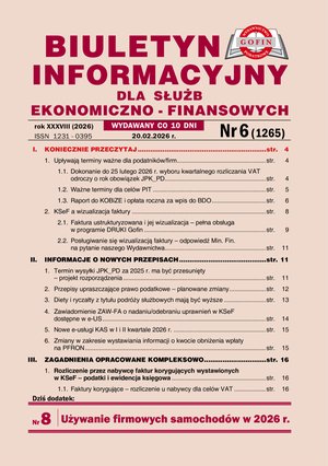Biuletyn Informacyjny dla Służb Ekonomiczno-Finansowych – e-wydania – 6/2026