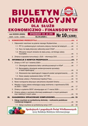 Biuletyn Informacyjny dla Służb Ekonomiczno-Finansowych – e-wydania – 10/2026