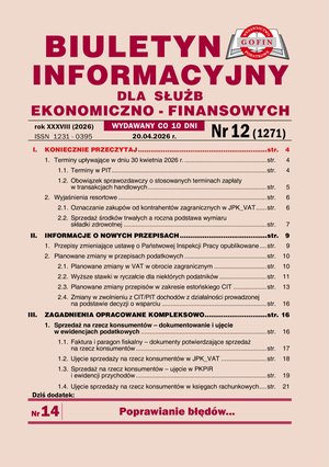 Biuletyn Informacyjny dla Służb Ekonomiczno-Finansowych – e-wydania – 12/2026
