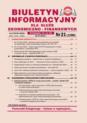 Biuletyn Informacyjny dla Służb Ekonomiczno-Finansowych – e-wydania – 21/2026