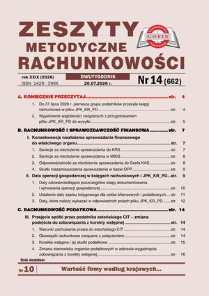 Zeszyty Metodyczne Rachunkowości – e-wydania – 14/2026