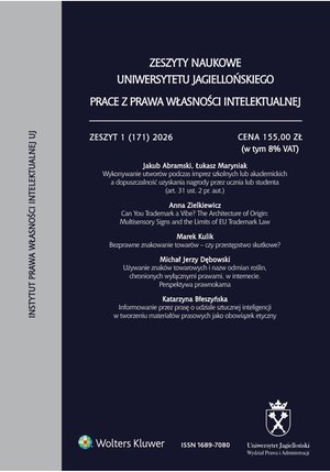 Zeszyty Naukowe Uniwersytetu Jagiellońskiego. Prace z Prawa Własności Intelektualnej – e-wydanie – 1/2026