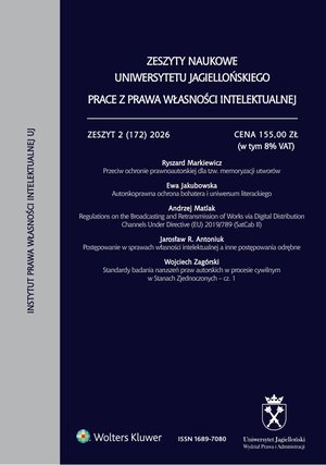 Zeszyty Naukowe Uniwersytetu Jagiellońskiego. Prace z Prawa Własności Intelektualnej – e-wydanie – 2/2026
