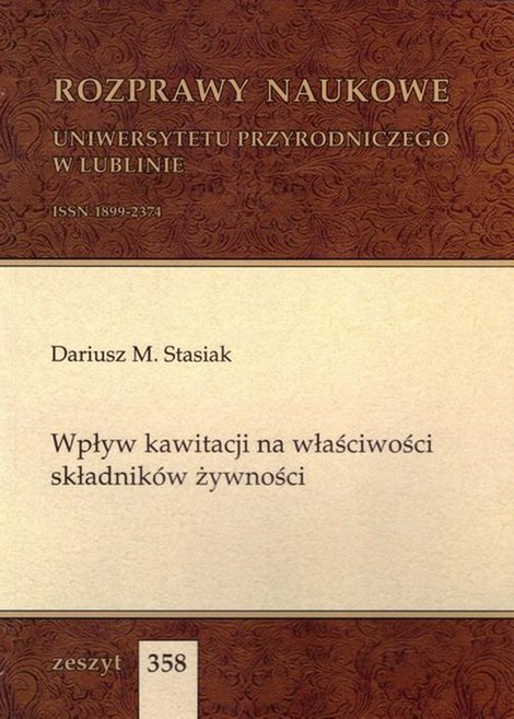 ebooki: Wpływ kawitacji na właściwości składników żywności – ebook