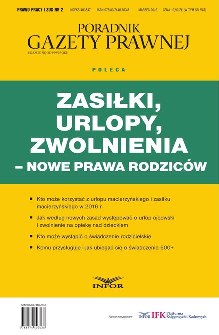 ebooki: Zasiłki, urlopy, zwolnienia - nowe prawa rodziców – ebook