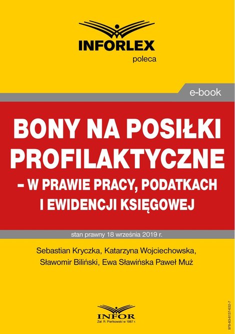 ebooki: Bony na posiłki profilaktyczne - w prawie pracy, podatkach i ewidencji księgowej – ebook