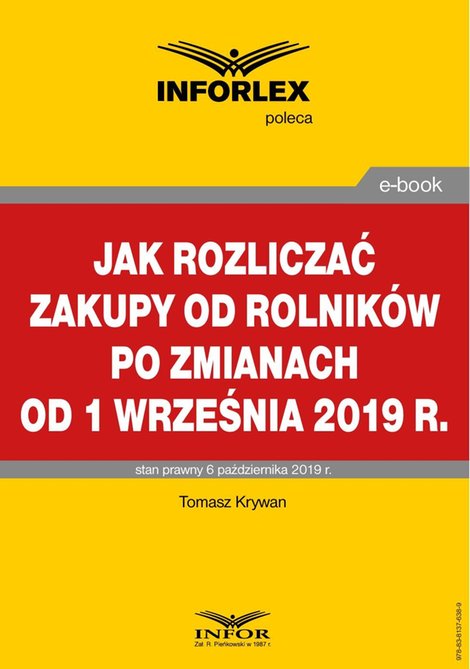ebooki: Jak rozliczać zakupy od rolników po zmianach od 1 września 2019 r. – ebook