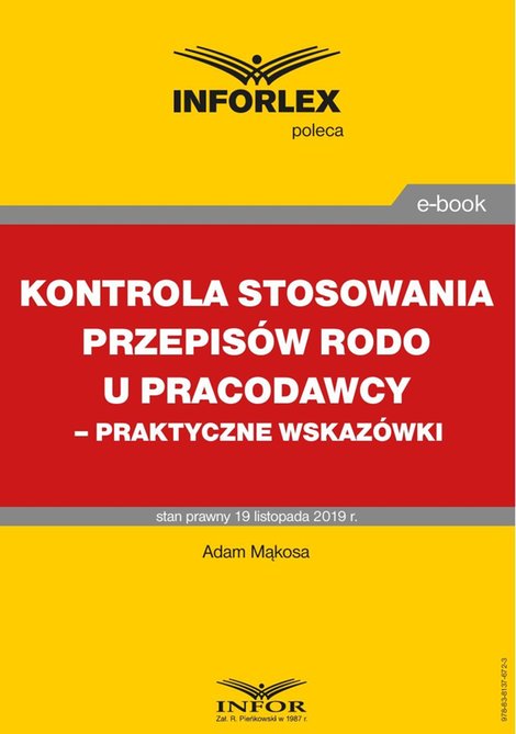 ebooki: Kontrola stosowania przepisów RODO u pracodawcy - praktyczne wskazówki – ebook
