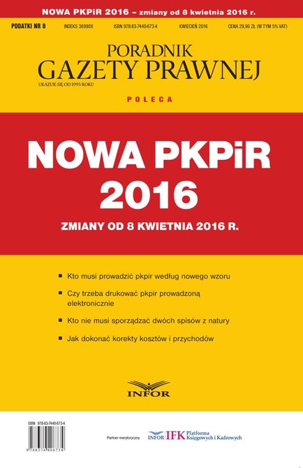 ebooki: Nowa PKPIR 2016 - zmiany od 8 kwietnia 2016 r. – ebook