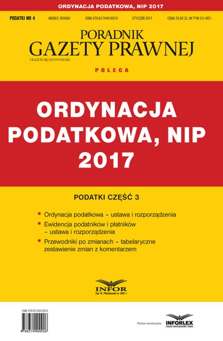 ebooki: Ordynacja podatkowa, NIP 2017 – ebook