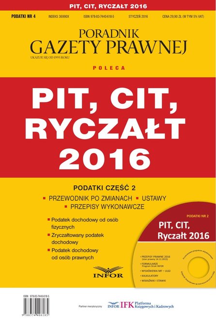 ebooki: Podatki 2016/04 - Podatki cz.2 PIT,CIT,Ryczałt 2016 – ebook