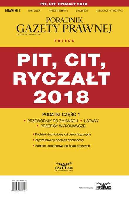ebooki: PIT, CIT, ryczałt 2018. Podatki część 1 – ebook