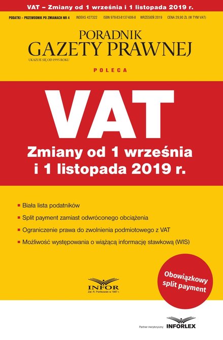 ebooki: VAT. Zmiany od 1 września i 1 listopada 2019 r. – ebook