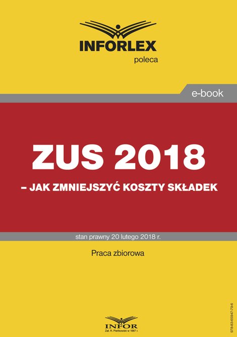 ebooki: ZUS 2018 - jak zmniejszyć koszty składek – ebook