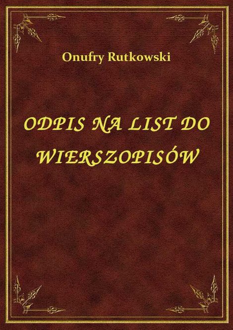 ebooki: Odpis Na List Do Wierszopisów – ebook