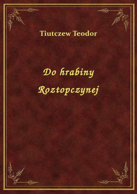 ebooki: Do hrabiny Roztopczynej – ebook