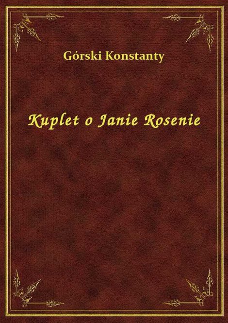 ebooki: Kuplet o Janie Rosenie – ebook