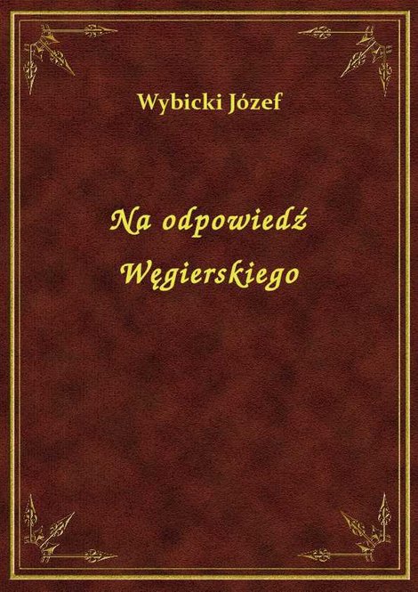 ebooki: Na odpowiedź Węgierskiego – ebook