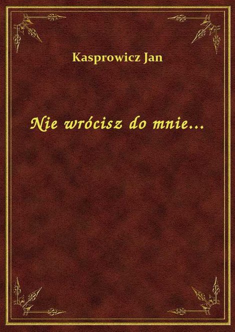 ebooki: Nie wrócisz do mnie... – ebook