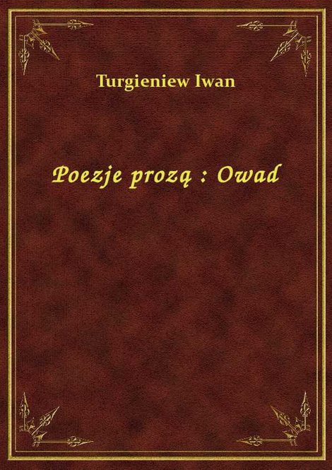 ebooki: Poezje prozą : Owad – ebook