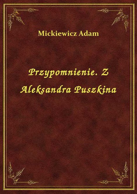 ebooki: Przypomnienie. Z Aleksandra Puszkina – ebook