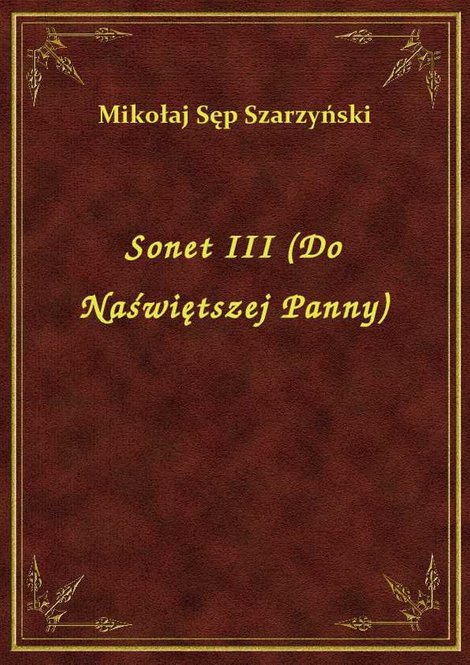 ebooki: Sonet III (Do Naświętszej Panny) – ebook
